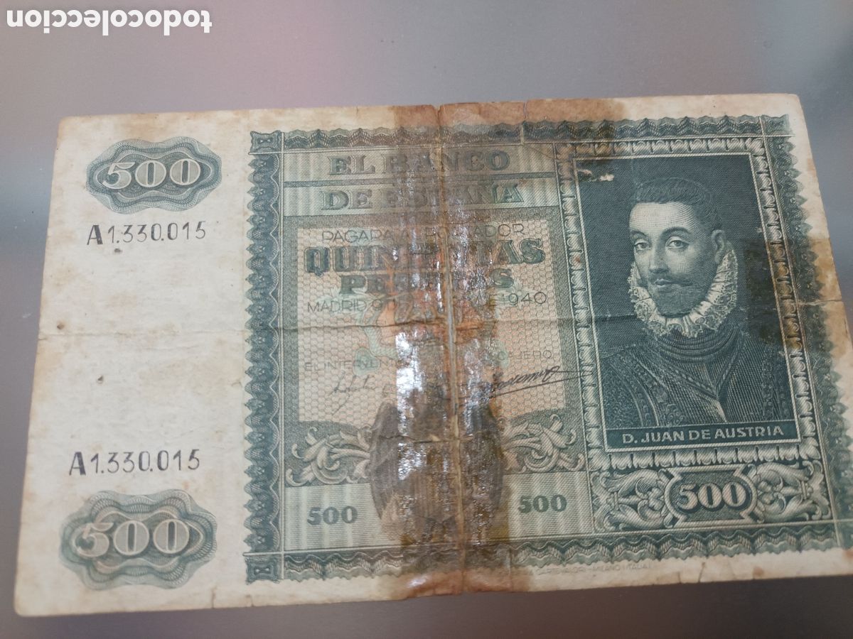 Billetes espa&ntilde;oles: BILLETE DE 500 PESETAS DE ENERO DE 1940