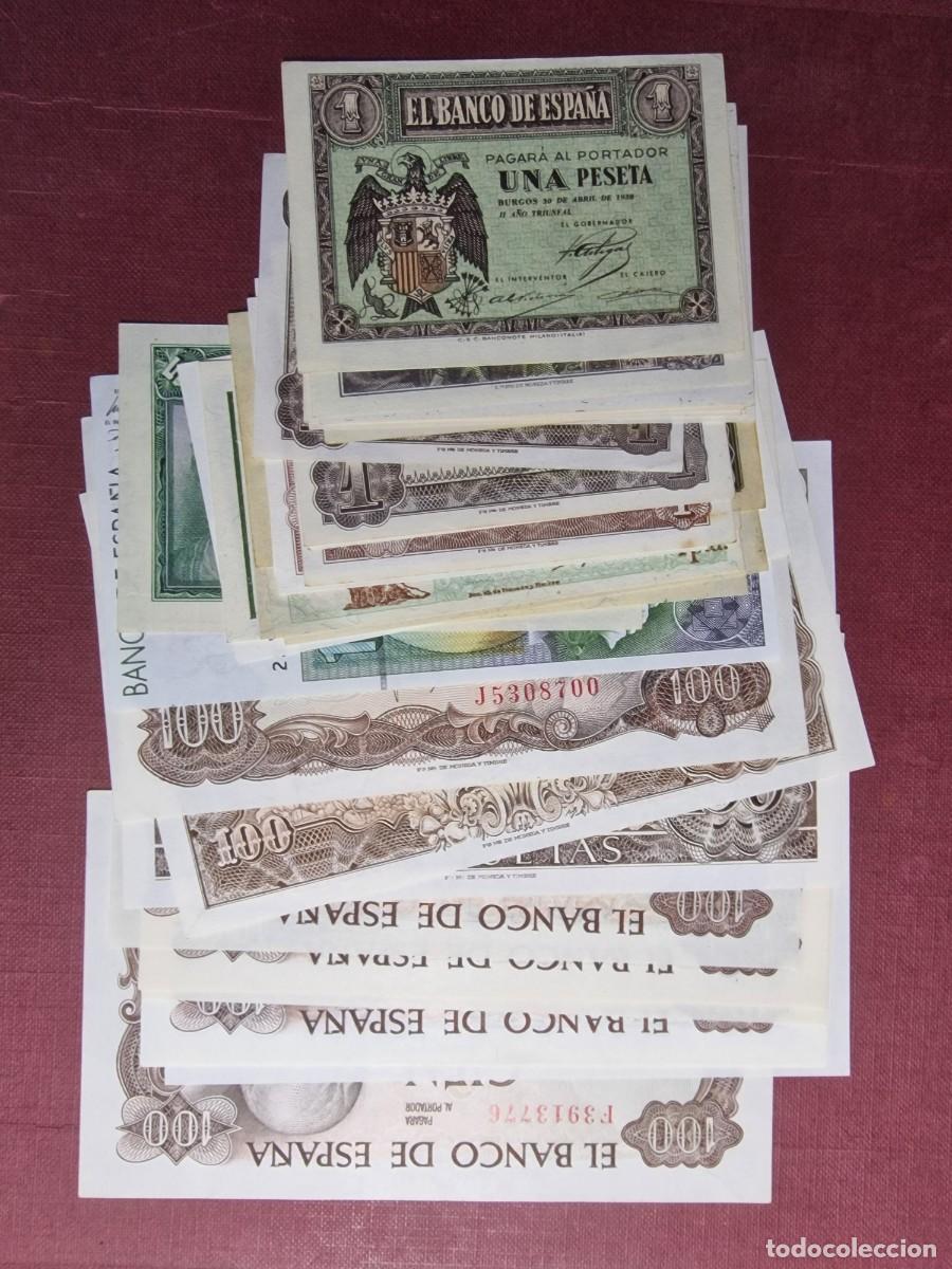 Billetes espa&ntilde;oles: LOTE 34 BILLETES SIN CIRCULAR SC |SOLO ACEPTO PAYPAL| BILLETE 1 5 100 1000 PESETAS 1938 a 1992 LEER