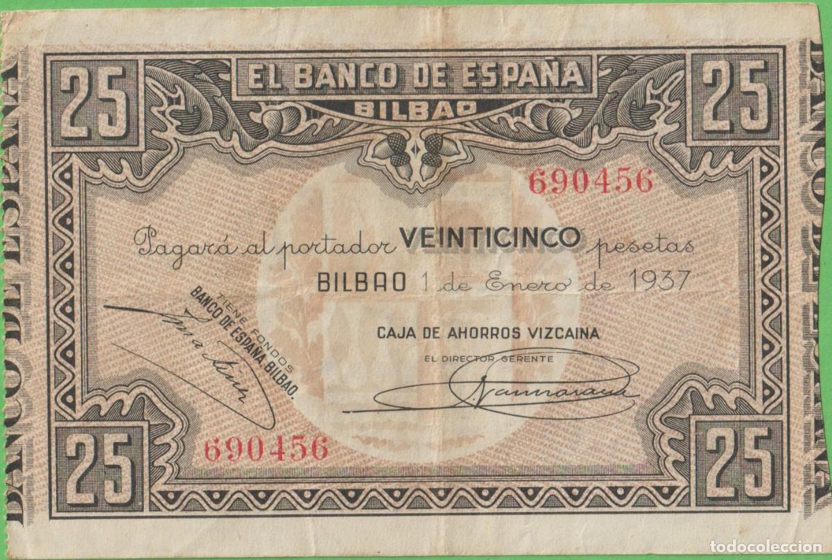 Billetes espa&ntilde;oles: BILLETES LOCALES - BILBAO 25 PESETAS 1937 - SIN SERIE - PG-398 (MBC)