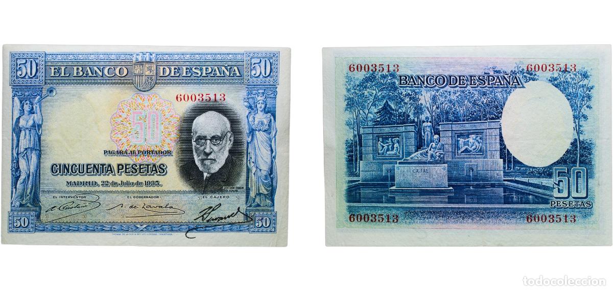 Billetes espa&ntilde;oles: Spain Second Republic 1935 50 Pesetas Paper (20000000) XF P 88a