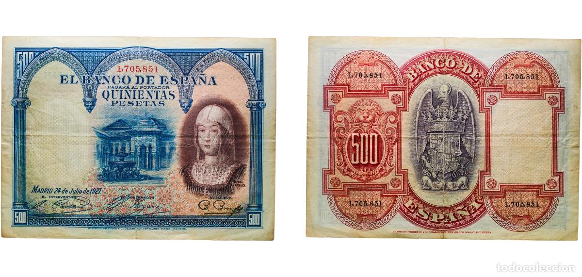 Billetes espa&ntilde;oles: Spain Kingdom 1927 500 Pesetas Paper VF P 73c