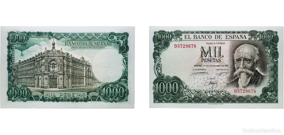 Billetes espa&ntilde;oles: Spain Nationalist Government 1971 1000 Pesetas (Centennial of the Bank of Spain) Paper AU P 154a.2