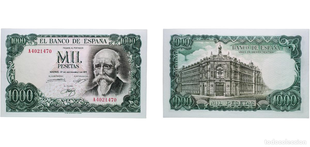 Billetes espa&ntilde;oles: Spain Nationalist Government 1971 1000 Pesetas (Centennial of the Bank of Spain) Paper UNC P 154a.2