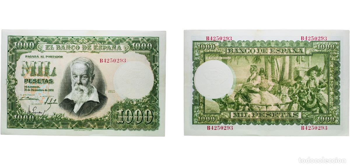 Billetes espa&ntilde;oles: Spain Nationalist Government 1951 1000 Pesetas Paper (39438000) AU P 143a