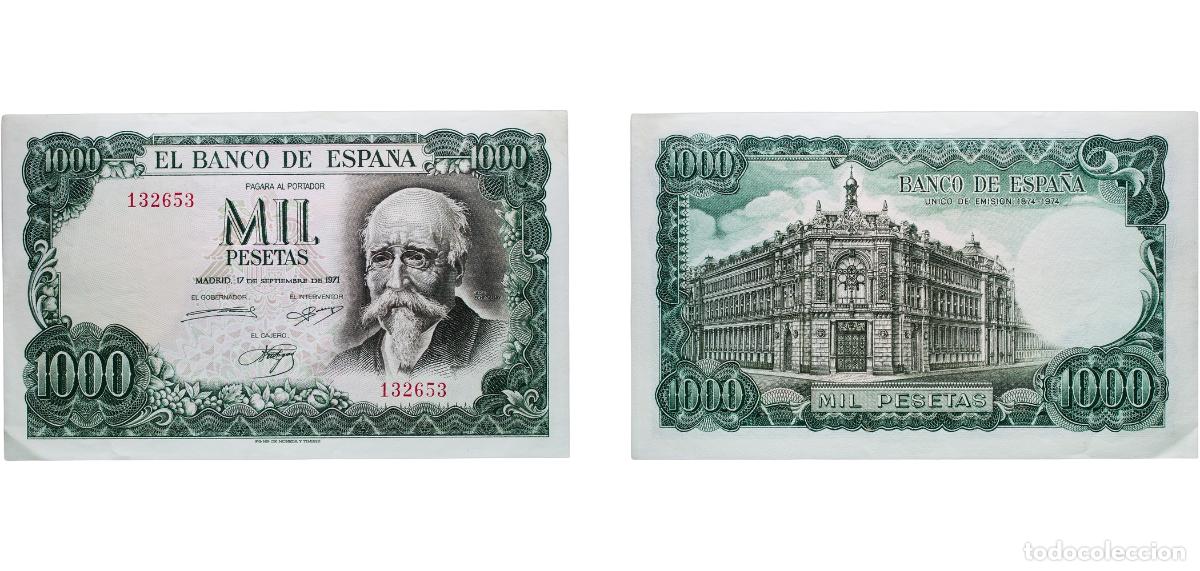 Billetes espa&ntilde;oles: Spain Nationalist Government 1971 1000 Pesetas (Centennial of the Bank of Spain) &rdquo;Small serial numb