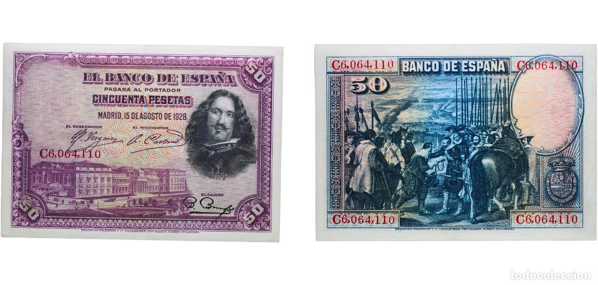 Billetes espa&ntilde;oles: Spain Kingdom 1928 50 Pesetas Paper AU P 75