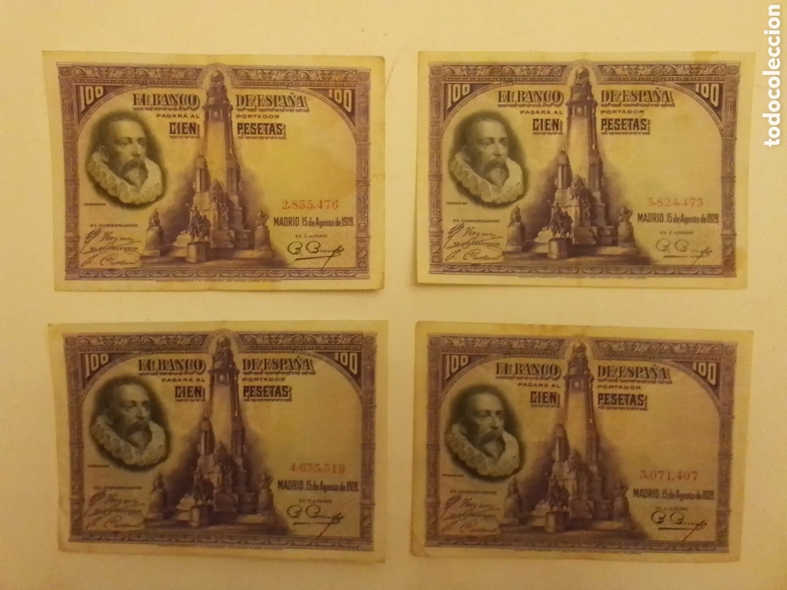 Billetes espa&ntilde;oles: 4 Billetes de 100 Ptas A&ntilde;o 1928