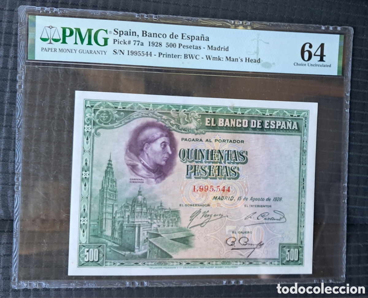 Billetes espa&ntilde;oles: Billete 500 pesetas 1928 PMG 64
