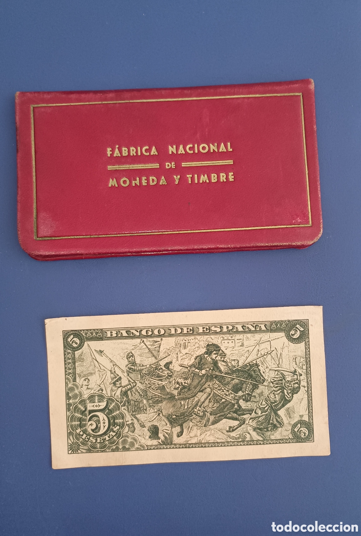 Spanish Banknotes: ESPA&Ntilde;A 1945 - 5 PESETAS - BILLETE PRUEBA CON ESTUCHE DE LA F&Aacute;BRICA NACIONAL DE MONEDA Y TIMBRE
