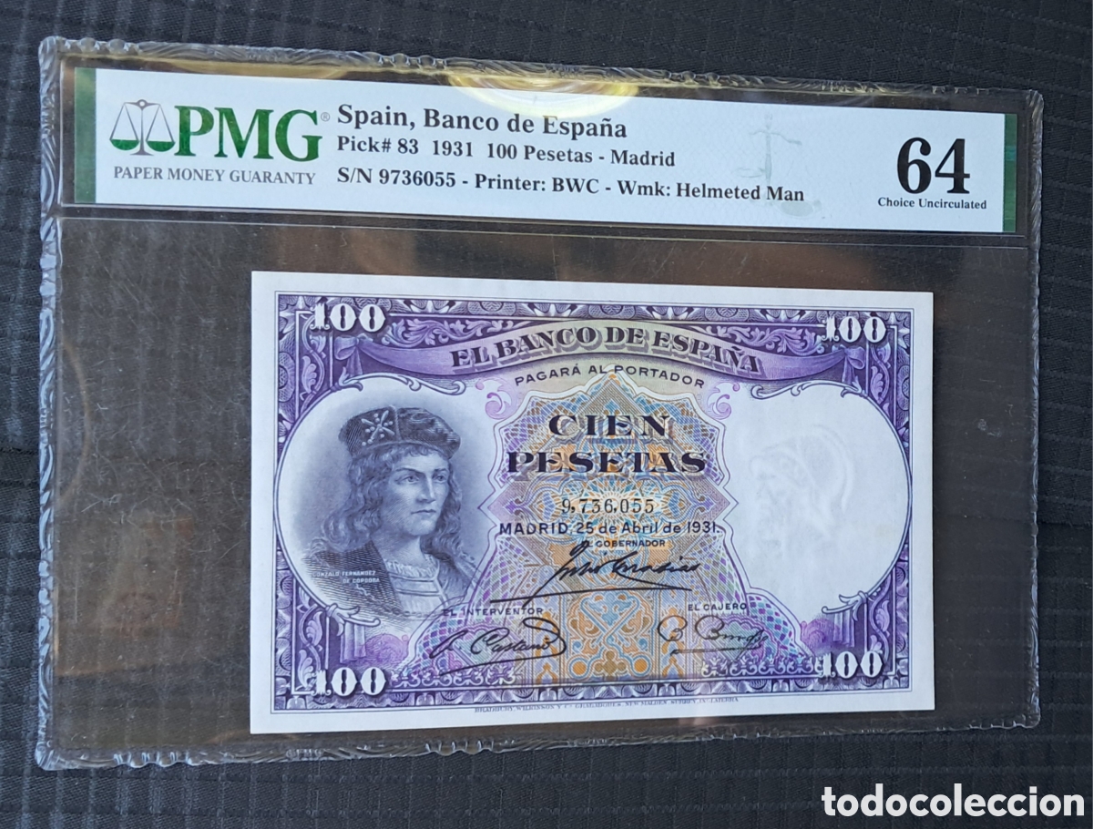 Billetes espa&ntilde;oles: Billete 100 pesetas 1931 PMG 64