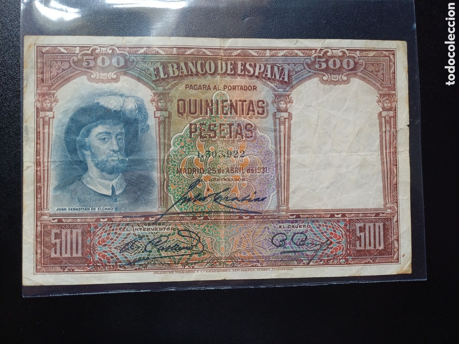 Billetes espa&ntilde;oles: 500 PESETAS 1931 JUAN SEBASTIAN DE ELCANO