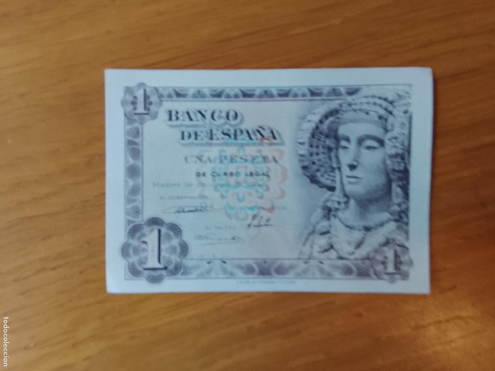 Billetes espa&ntilde;oles: 1 peseta de 1948 SC Dama de Elche OJO SIN SERIE