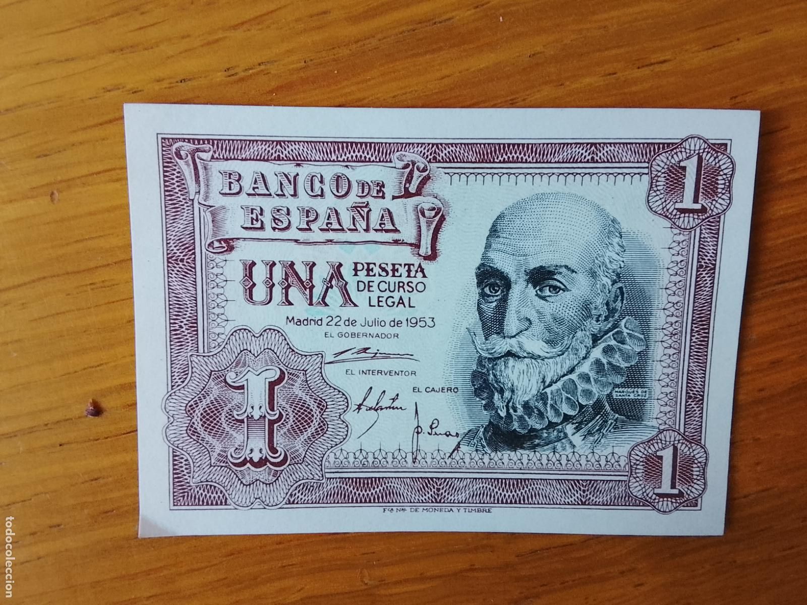 Billetes espa&ntilde;oles: 1 peseta de 1953 SC Sin Circular