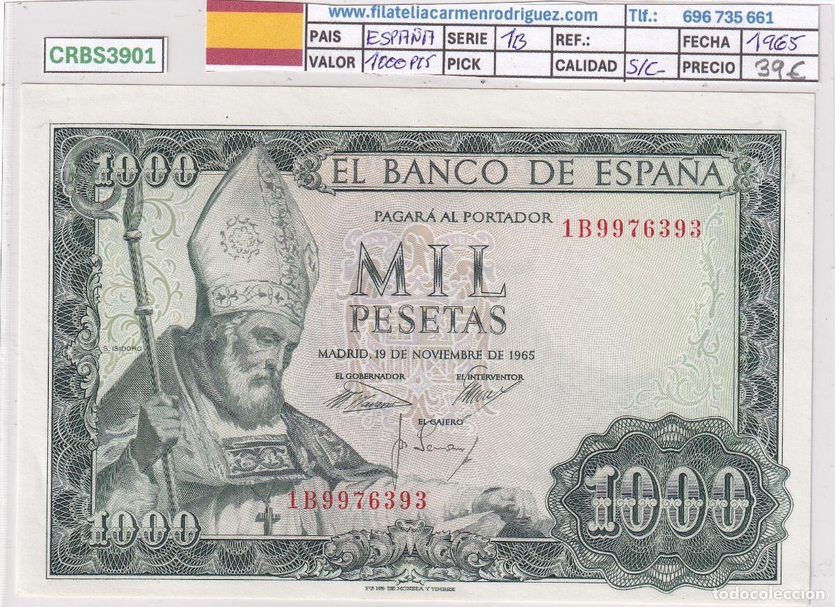 Billetes espa&ntilde;oles: CRBS3901 BILLETE ESPA&Ntilde;A 1000 PESETAS 1965 SERIE 1B S/C-