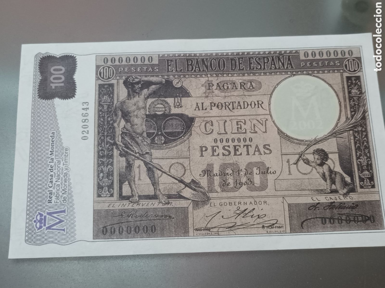 Billetes espa&ntilde;oles: REPLICA DE LA REAL CASA DE MONEDA Y TIMBRE DE 100 PESETAS DE 1 DE JULIO DE 1903