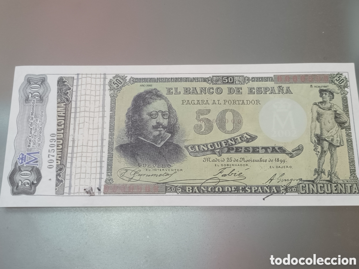 Billetes espa&ntilde;oles: REPLICA DE LA REAL CASA DE MONEDA Y TIMBRE DE 50 PESETAS DE 25 DE NOVIEMBRE DE 1899