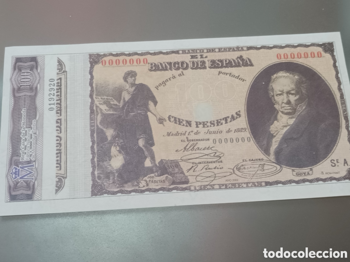Billetes espa&ntilde;oles: REPLICA PERFECTA DE LA CASA DE MONEDA Y TIMBRE DE 100 PESETAS DE 1 DE JUNIO DE 1889