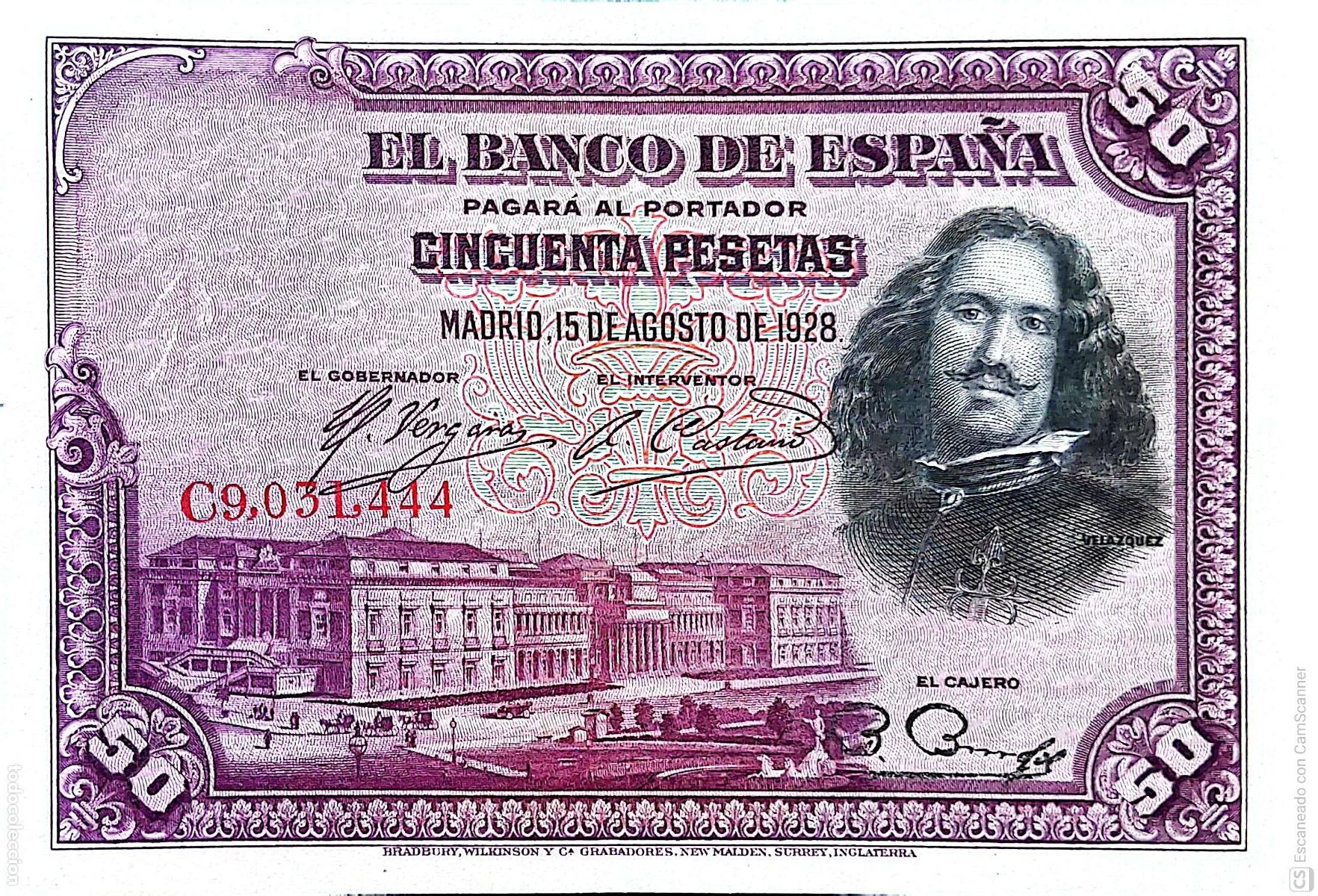 Billetes espa&ntilde;oles: Espa&ntilde;a. Billete de 100 Pesetas. De fecha: Madrid, 25 de Abril de 1931 Sin Serie n&ordm; 1,759,024, es e