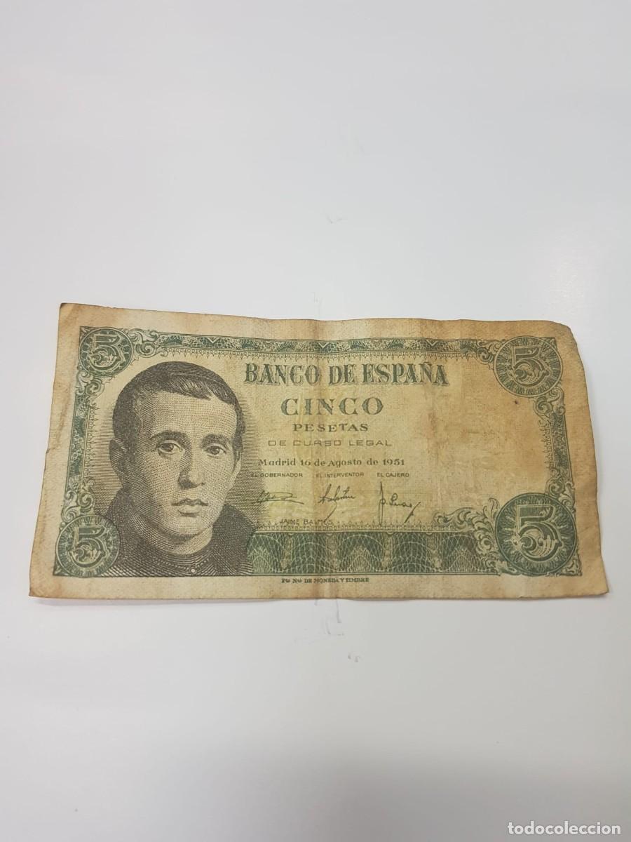 Billetes espa&ntilde;oles: ESPA&Ntilde;A- 5 PESETAS-16 DE AGOSTO DE 1951