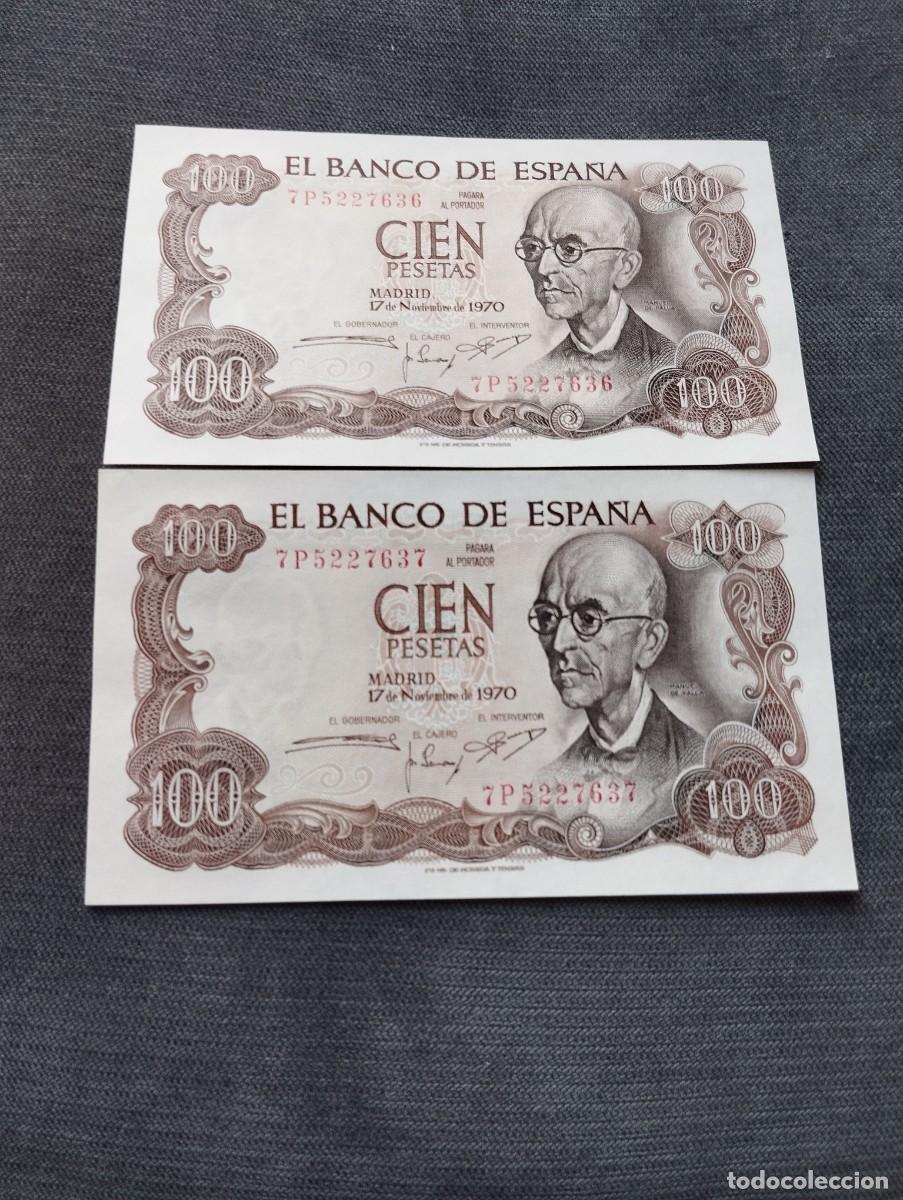 Billetes espa&ntilde;oles: PAREJA CORRELATIVA DE BILLETES DE 100 PESETAS SC DE 1970 VER LAS FOTOS MIRAR TODOS MIS LOTES