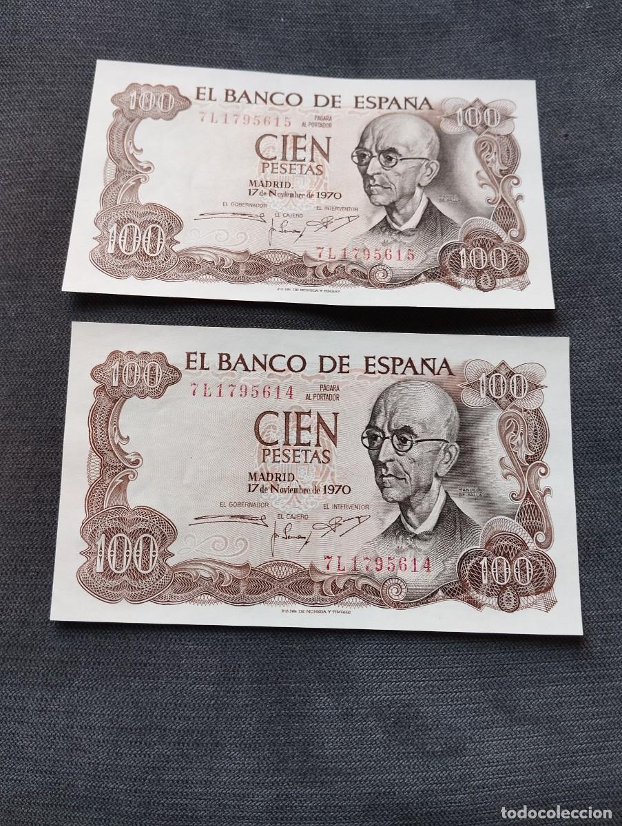 Billetes espa&ntilde;oles: PAREJA CORRELATIVA DE BILLETES DE 100 PESETAS SC DE 1970 VER LAS FOTOS MIRAR TODOS MIS LOTES