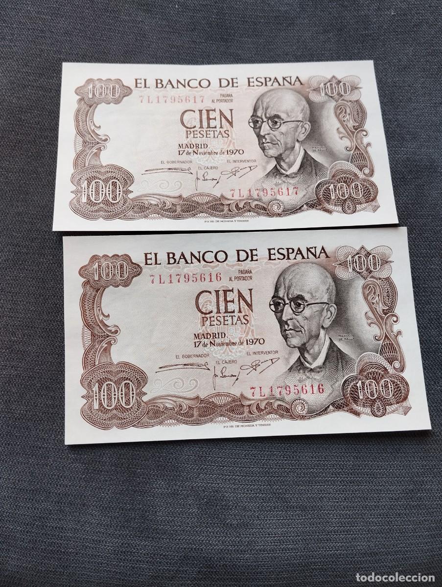 Billetes espa&ntilde;oles: PAREJA CORRELATIVA DE BILLETES DE 100 PESETAS SC DE 1970 VER LAS FOTOS MIRAR TODOS MIS LOTES