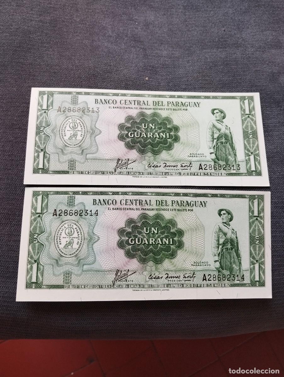 Billetes espa&ntilde;oles: PAREJA CORRELATIVA DE BILLETES DE 1 GUARANI SC DE PARAGUAY VER LAS FOTOS MIRAR TODOS MIS LOTES