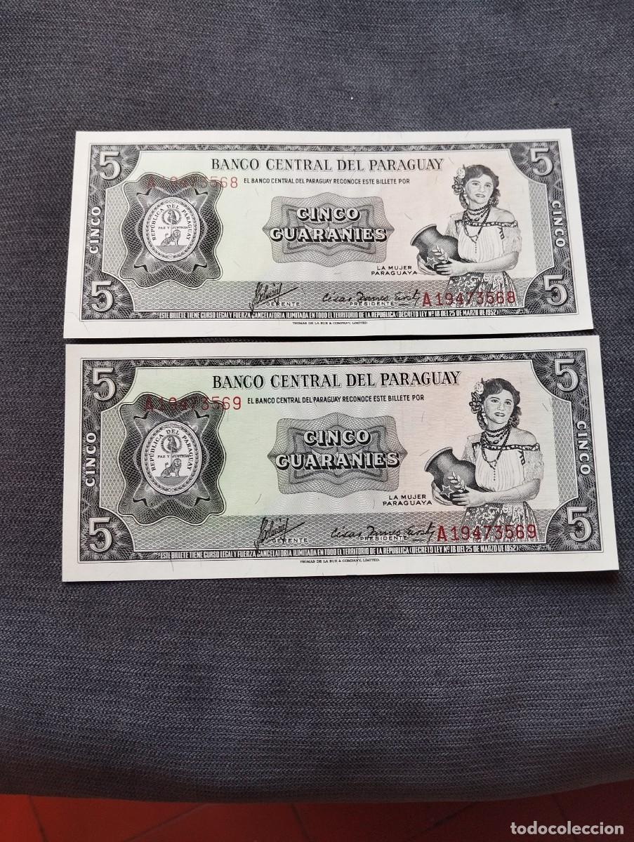 Billetes espa&ntilde;oles: PAREJA CORRELATIVA DE BILLETES DE 5 GUARANI SC DE PARAGUAY VER LAS FOTOS MIRAR TODOS MIS LOTES