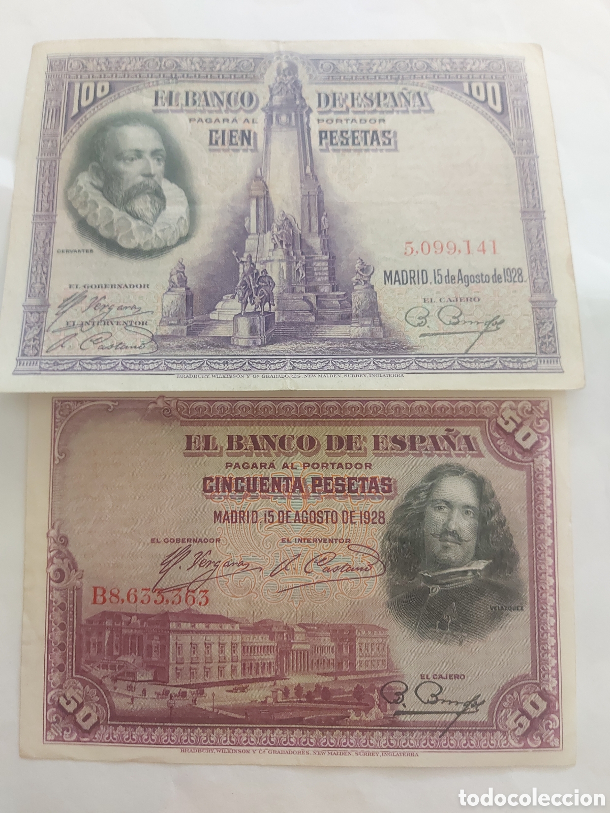 Billetes espa&ntilde;oles: 2 billetes de Espa&ntilde;a antig