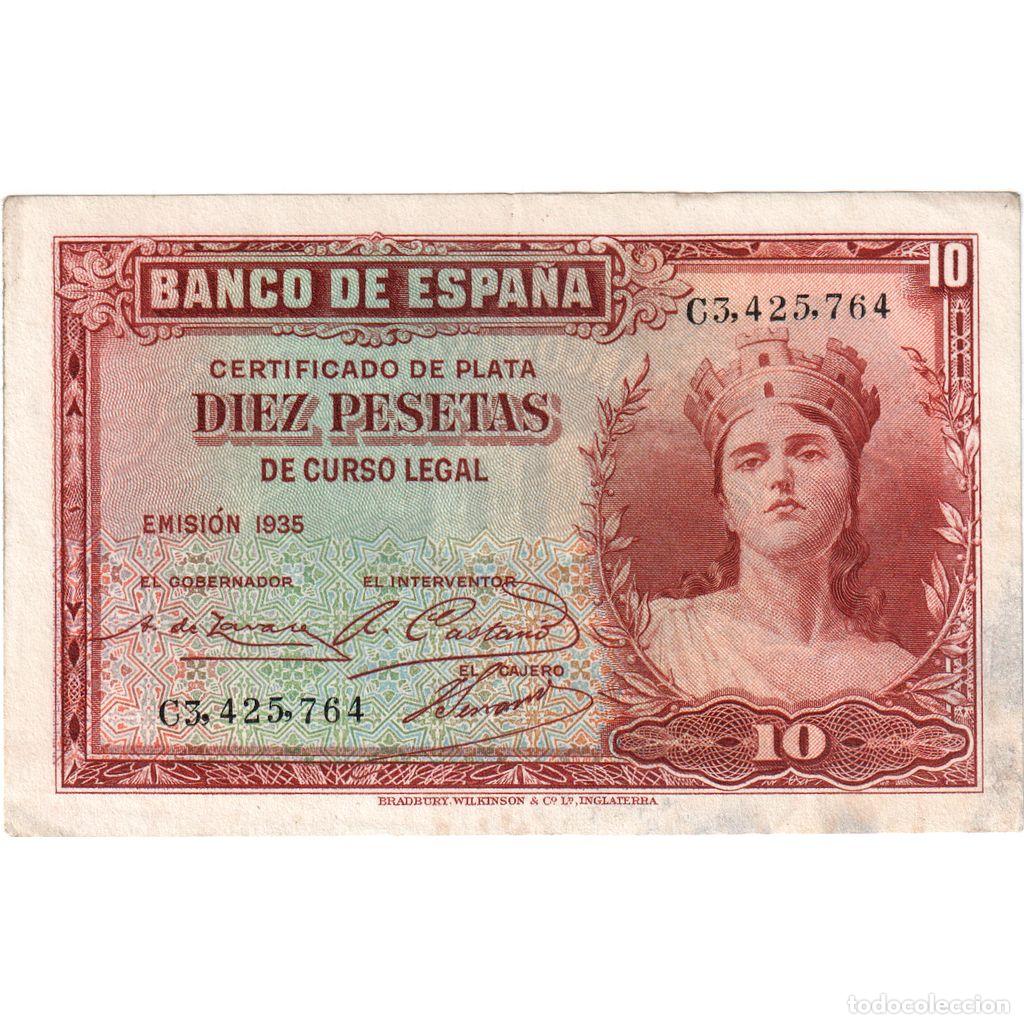 Banconote spagnole: [#1234103] Billete, 10 Pesetas, 1935, Espa&ntilde;a, KM:86a, Undated, MBC