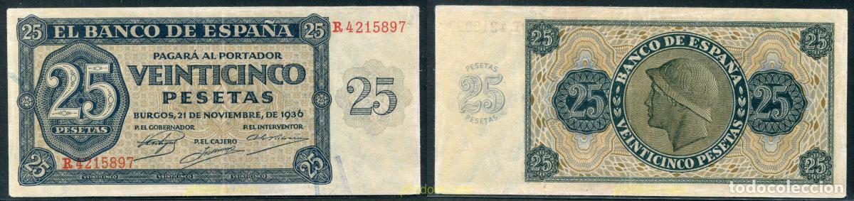 Billetes espa&ntilde;oles: 11254 ESPA&Ntilde;A 1936 ESPA&Ntilde;A 25 PESETAS 1936