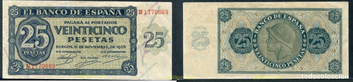 Billetes espa&ntilde;oles: 11253 ESPA&Ntilde;A 1936 ESPA&Ntilde;A 25 PESETAS 1936