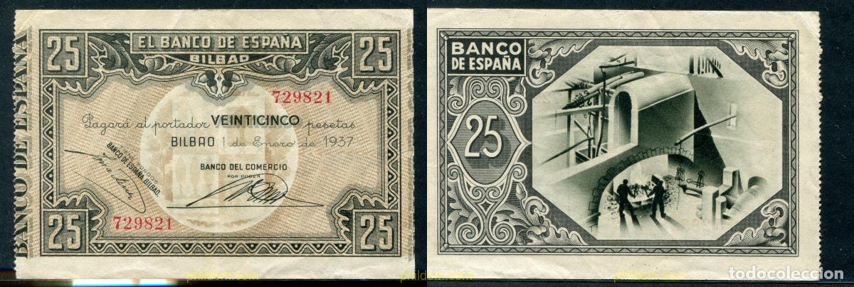Billetes espa&ntilde;oles: 11256 ESPA&Ntilde;A 1937 BANCO DE ESPA&Ntilde;A (BILBAO) 25 PESETAS 1937
