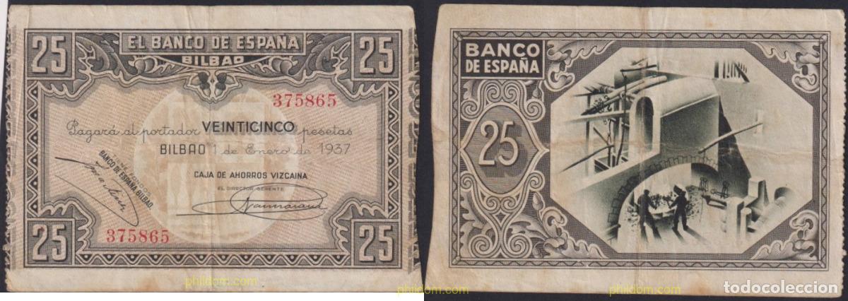 Billetes espa&ntilde;oles: 3894 ESPA&Ntilde;A 1937 BANCO DE ESPA&Ntilde;A (BILBAO) 25 PESETAS 1937
