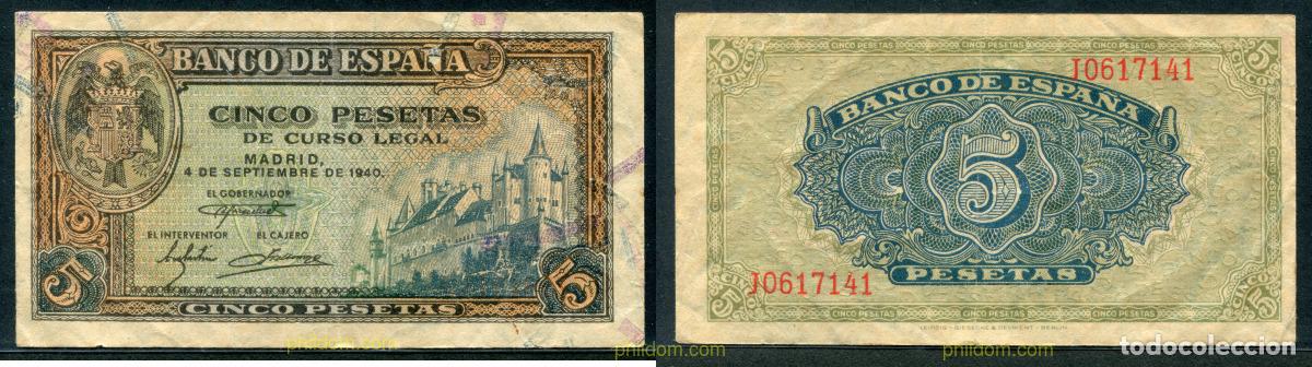 Billetes espa&ntilde;oles: 11258 ESPA&Ntilde;A 1940 ESPA&Ntilde;A 5 Pesetas 1940