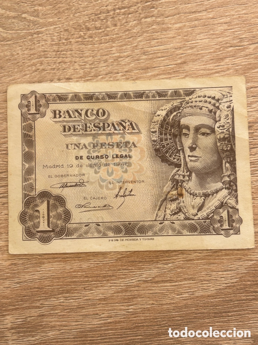 Billetes espa&ntilde;oles: Billete 1 peseta de 1948