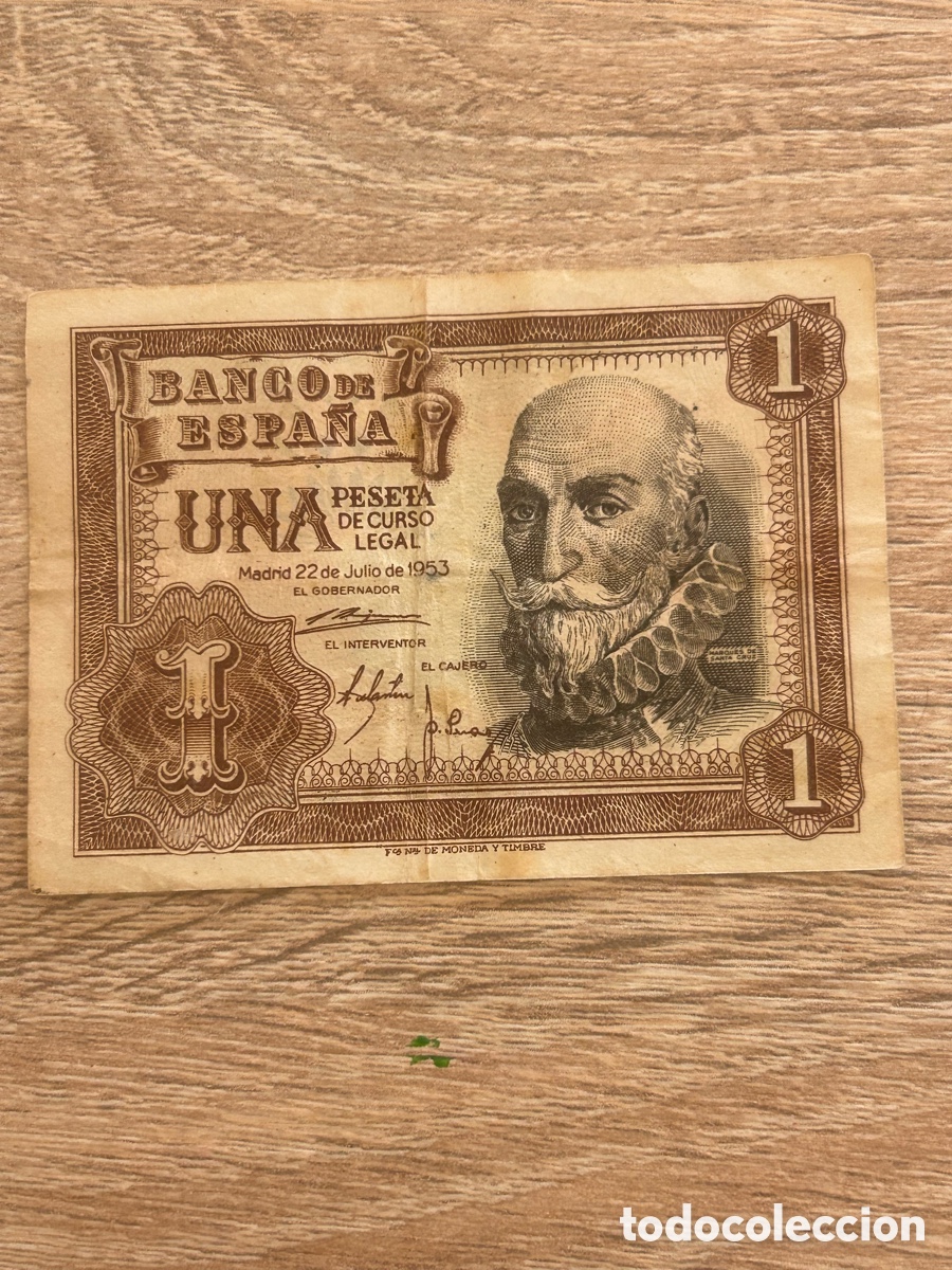 Billetes espa&ntilde;oles: Billete 1 peseta a&ntilde;o 1953