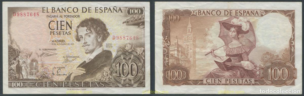 Billetes espa&ntilde;oles: 11271 ESPA&Ntilde;A 1965 100 Pesetas 19 de noviembre de 1965 - Gustavo Adolfo Becquer