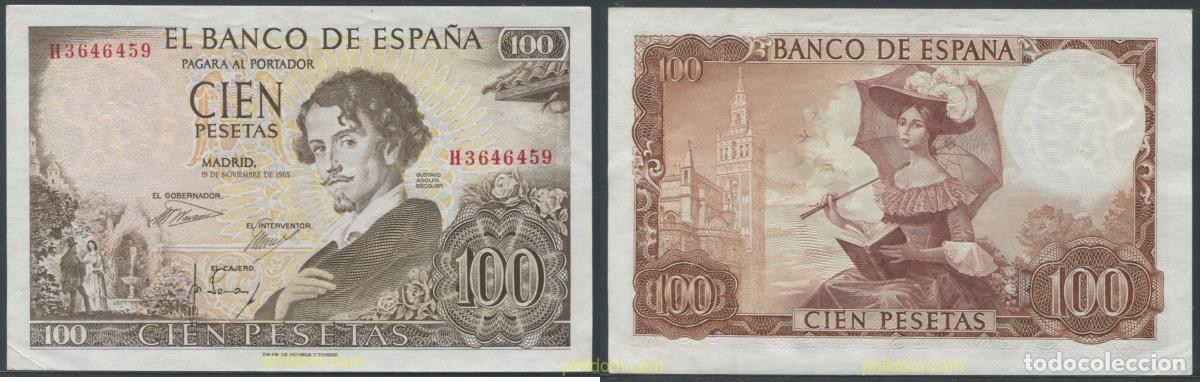 Billetes espa&ntilde;oles: 11270 ESPA&Ntilde;A 1965 100 Pesetas 19 de noviembre de 1965 - Gustavo Adolfo Becquer