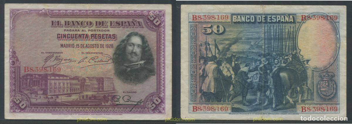 Billetes espa&ntilde;oles: 11267 ESPA&Ntilde;A 1928 50 PESETAS 1928 VELAZQUEZ.