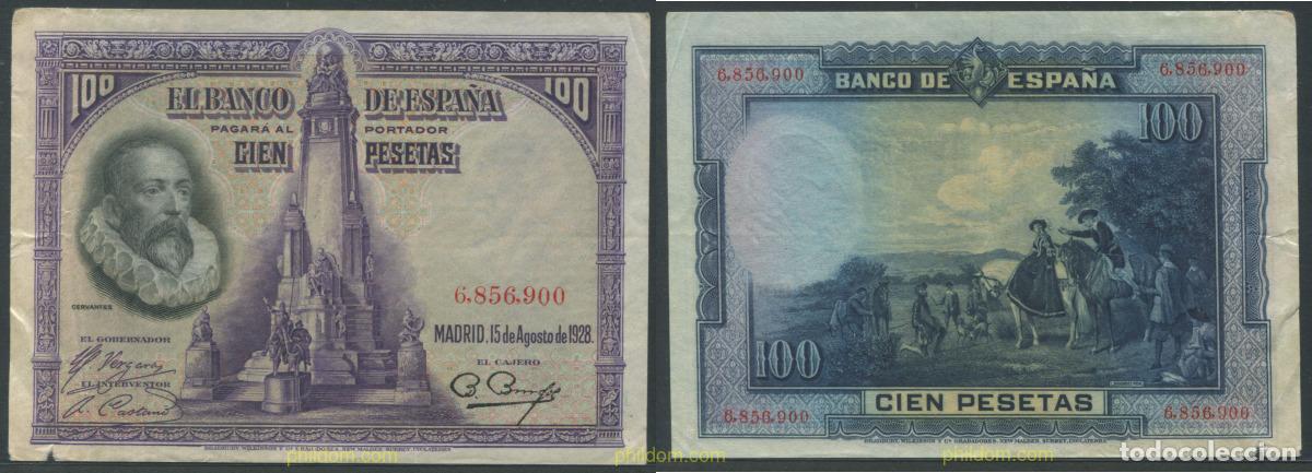Billetes espa&ntilde;oles: 11277 ESPA&Ntilde;A 1928 100 PESETAS 1928 CERVANTES