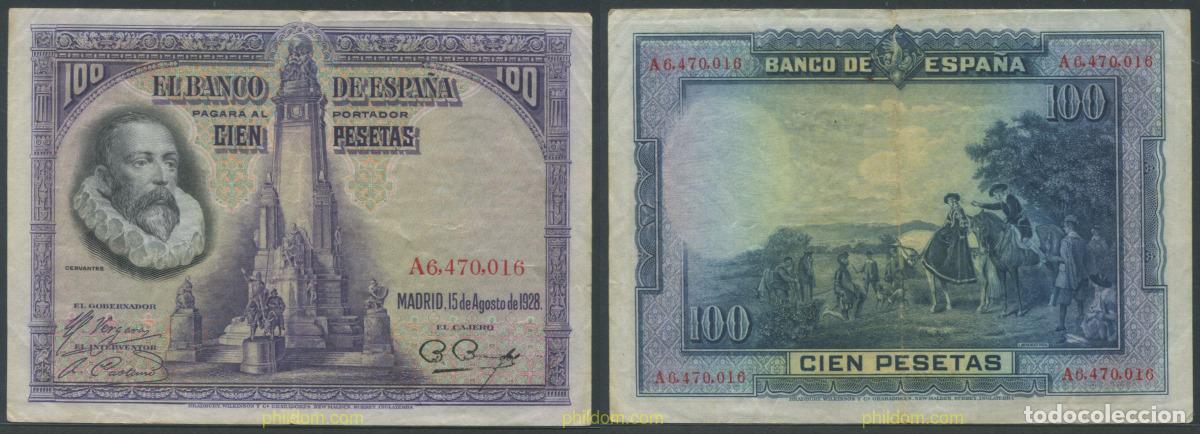 Billetes espa&ntilde;oles: 11274 ESPA&Ntilde;A 1928 100 PESETAS 1928 CERVANTES