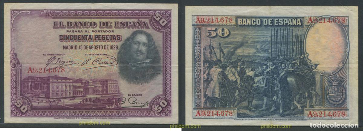 Billetes espa&ntilde;oles: 11272 ESPA&Ntilde;A 1928 50 PESETAS 1928 VELAZQUEZ.