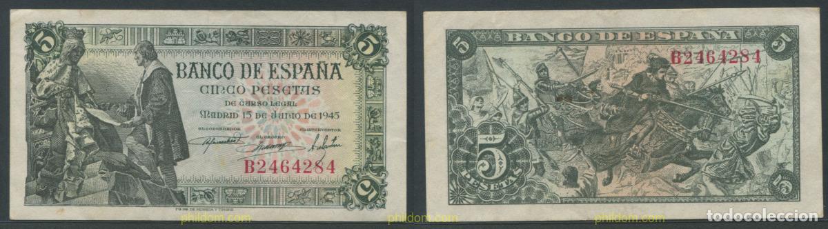 Billetes espa&ntilde;oles: 11283 ESPA&Ntilde;A 1945 5 Pesetas Estado espa&ntilde;ol 15 Junio de 1945