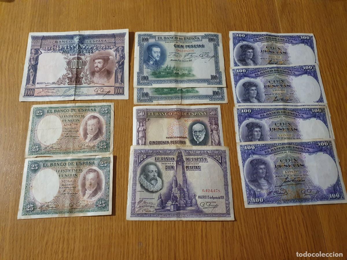 Billetes espa&ntilde;oles: Lote 12 billetes de pesetas - 1000 1925 y otros - Espa&ntilde;a antiguos