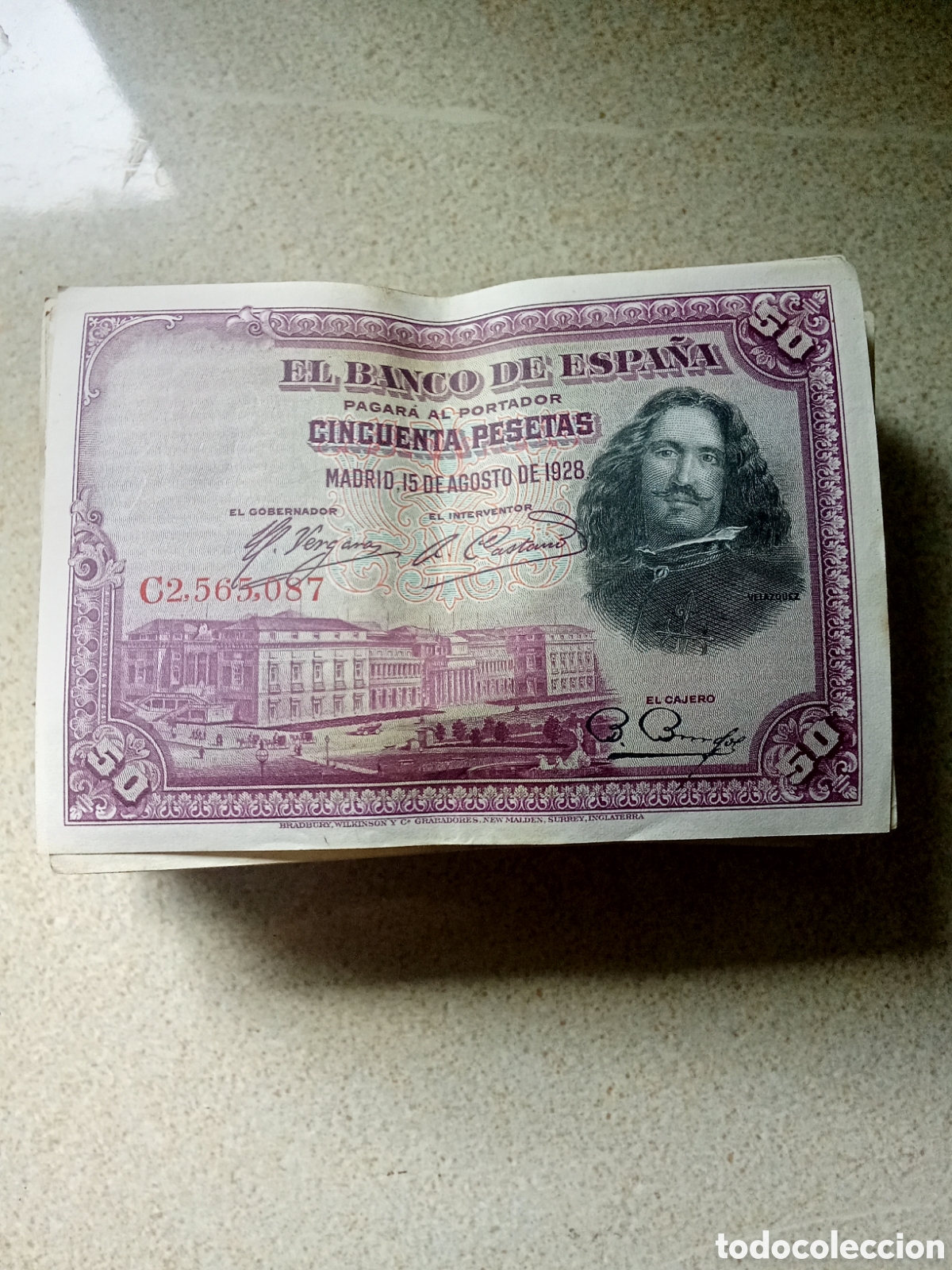Billetes espa&ntilde;oles: LOTE 100 BILLETES 50 PESETAS 1928 DE LA SERIE C, CIRCULADOS,