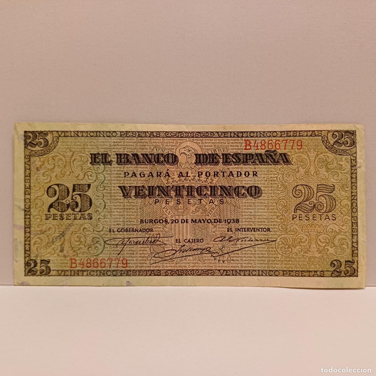 Billetes espa&ntilde;oles: Billete 25 pesetas 1938 MBC
