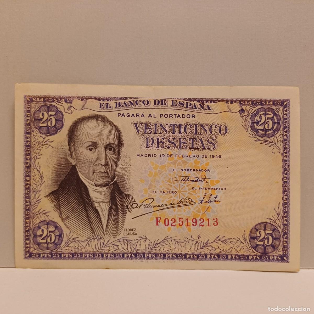 Billetes espa&ntilde;oles: Billete de 25 pesetas. A&ntilde;o 1946. MBC+