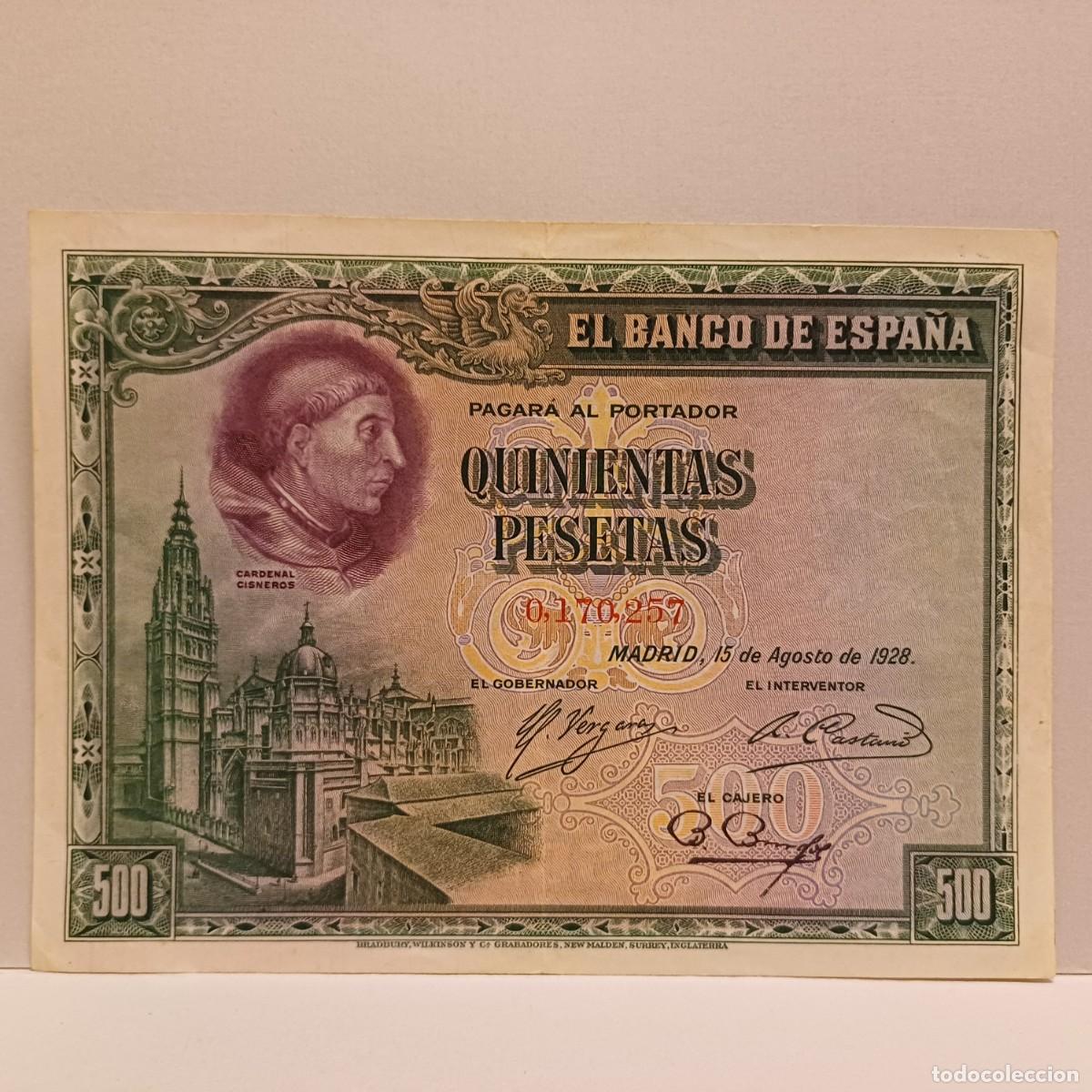 Billetes espa&ntilde;oles: Billete de 500 pesetas. A&ntilde;o 1928. MBC