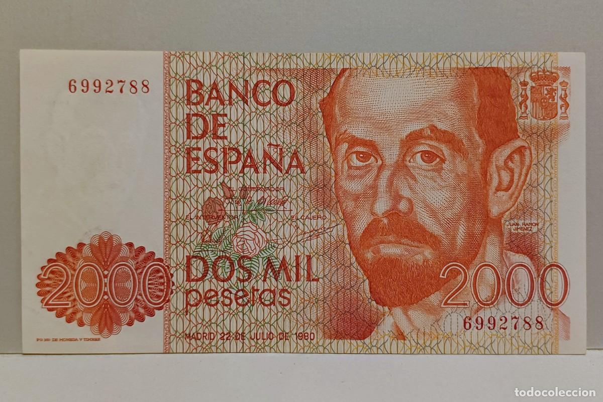 Billetes espa&ntilde;oles: Billete de 2000 pesetas, 1980. Sin serie. SC